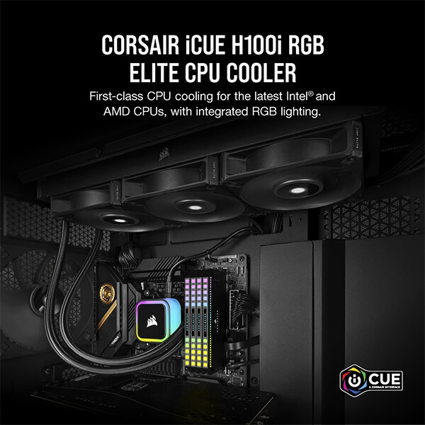 Corsair iCUE H100i RGB Elite CPU Liquid Cooler (Black)